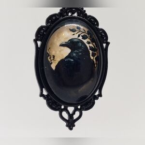 Halloween- One Pair of a Gothic Poe Raven with a Full  Moon Earrings